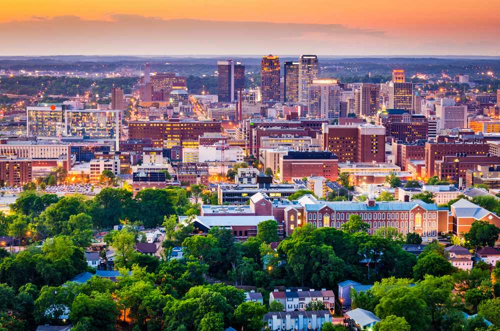 Downtown city skyline Birmingham Alabama USA