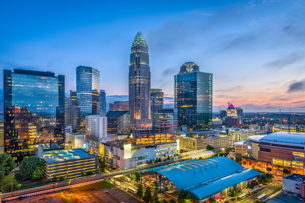 Charlotte North Carolina USA uptown skyline