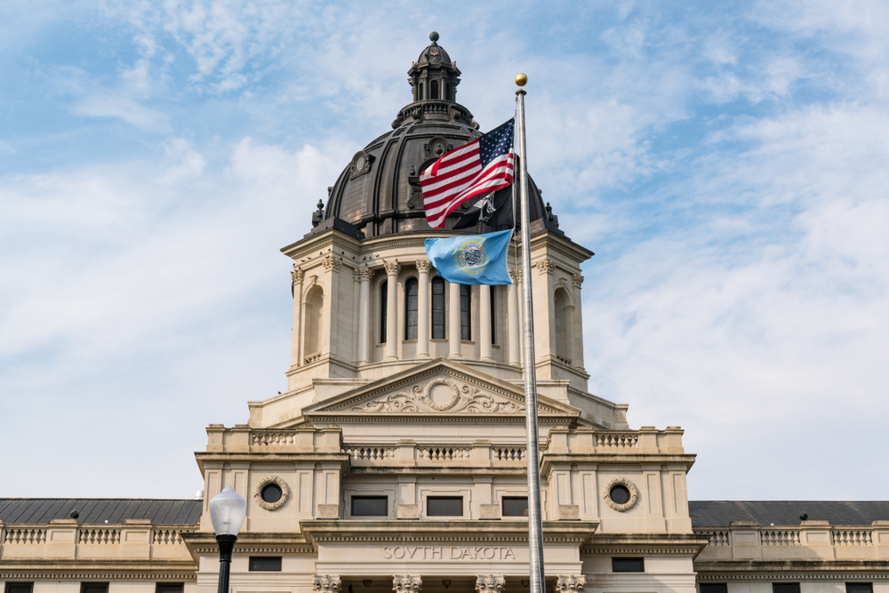 Facade of South Dakota Capital Building in Pierre USA