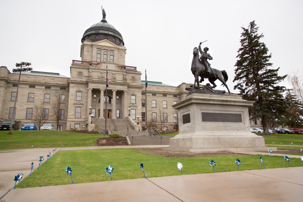 State Capitol Building with Thomas Francis Meagher staue Montana USA