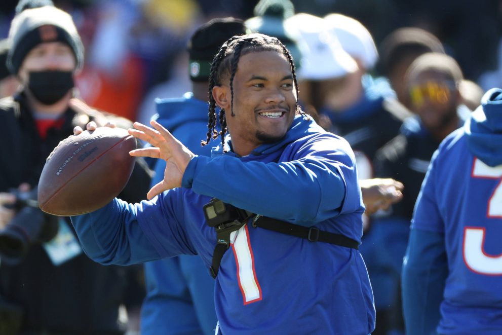 American football player during a practice