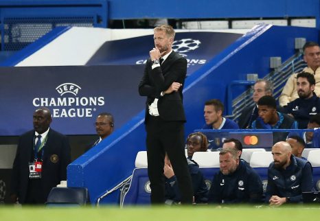 Chelsea's couch watches his team's match after the bench