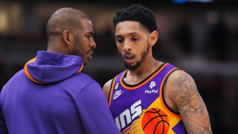 Basketball player speaks with his couch