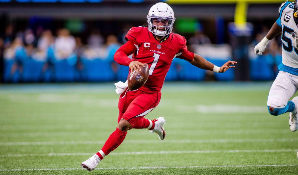 American football player scores a touchdown