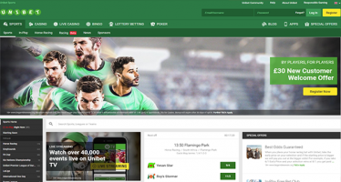 Unibet Sports desktop view