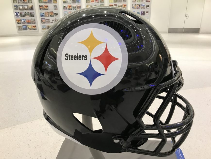 Pittsburgh Steelers Jumbo helmet set up for Super Bowl LII in Minneapolis