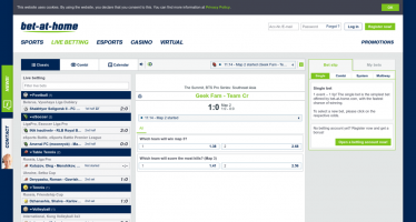 Bet at Home Sports Live Betting page desktop view