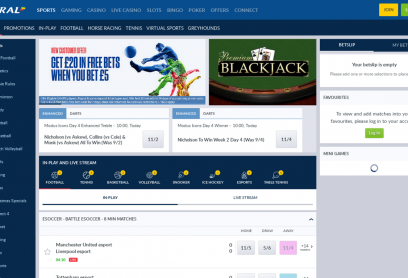 Coral Sports homepage desktop view