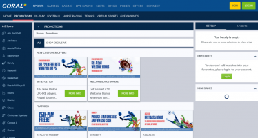 Coral Sports Promotions page desktop view