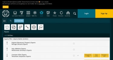 Grosvenor Sports Live page desktop view