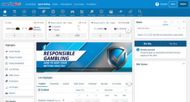 Sporting Bet Sports betting page desktop view