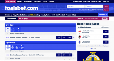 Toalsbet Sportsbook Virtuals All In play page desktop view
