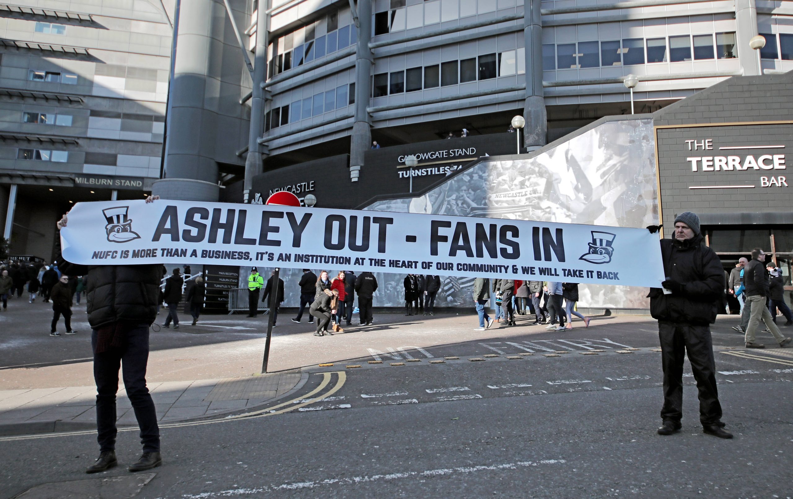Newcastle United fans protest the club's ownership