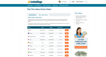Lotto Kings Play lottery online page desktop view