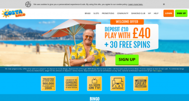 Costa Bingo homepage desktop view