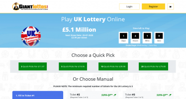Giant Lottos homepage desktop view