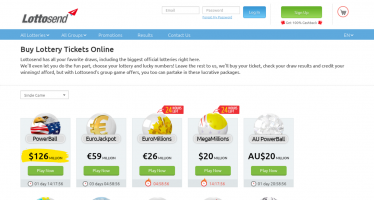 Lottosend buy lottery tickets online desktop view