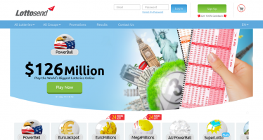 Lottosend lottery homepage desktop view