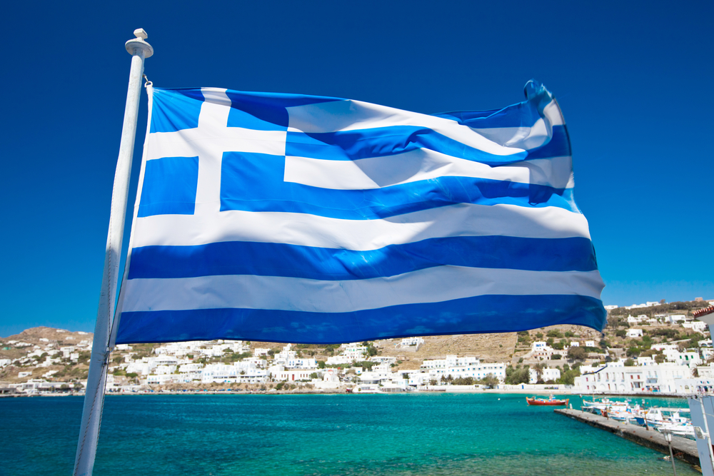 Greek National flag in Mykonos