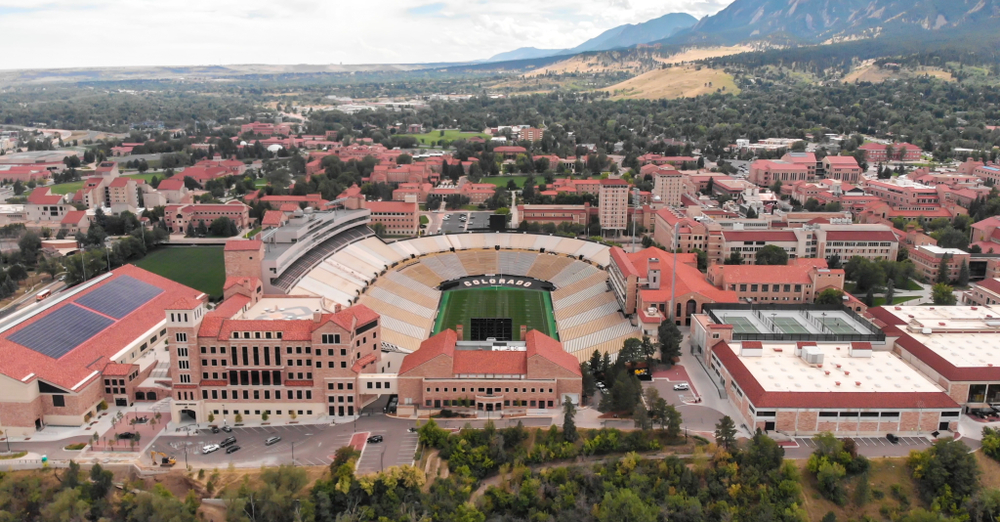 Aerial view of CU Stadium Folsom field