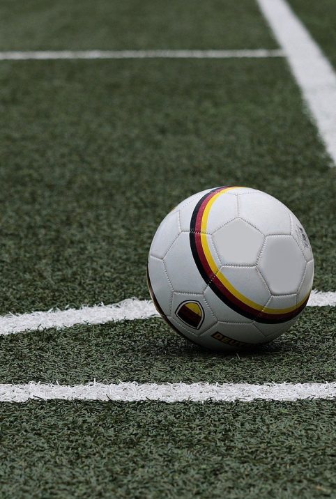 Ball on the corner of football field