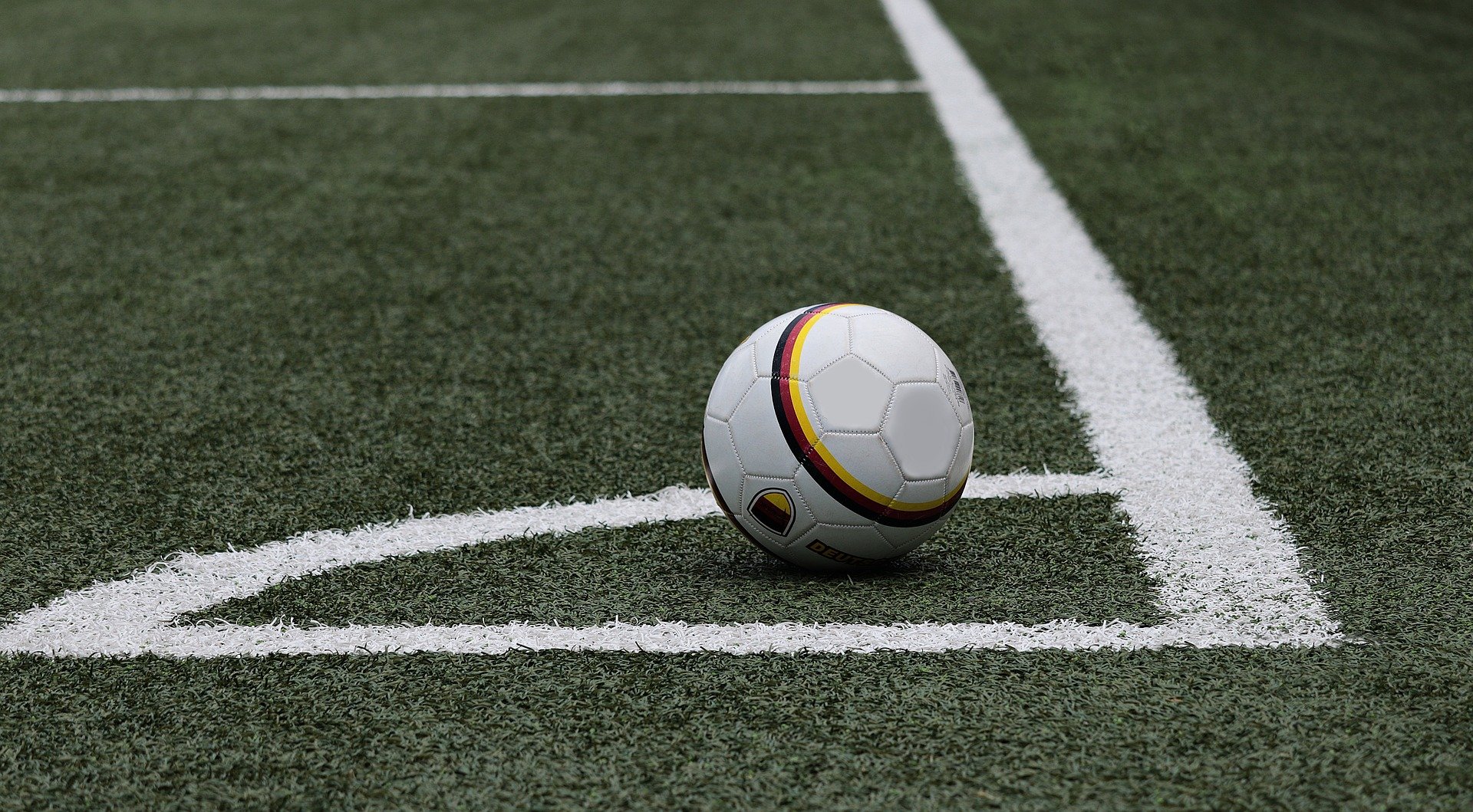 Ball on the corner of football field