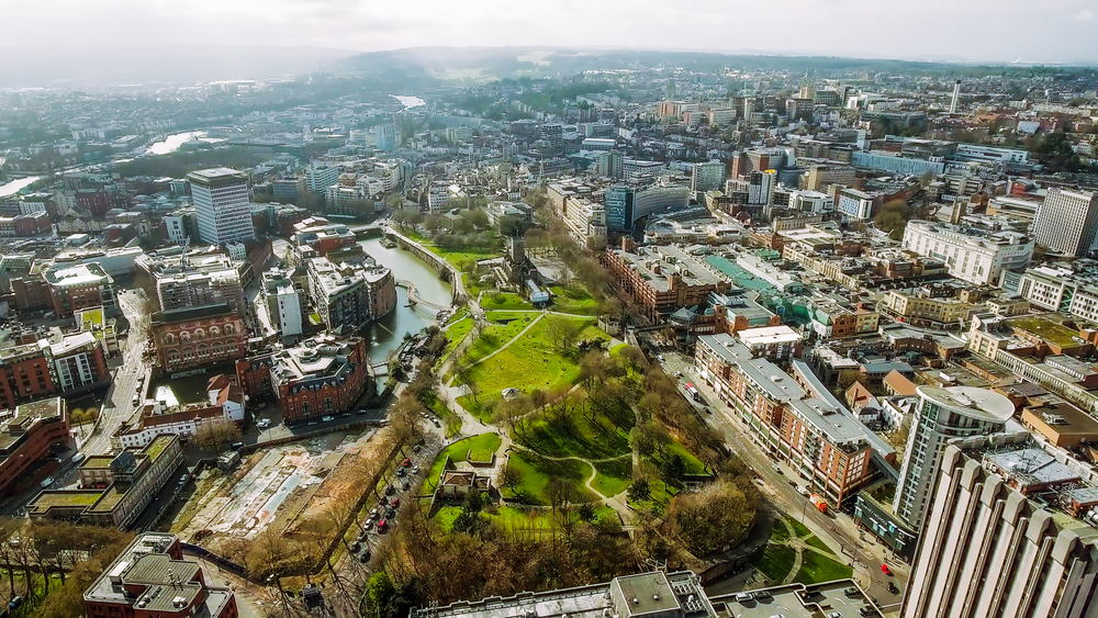 Bristol City Center Aerial View