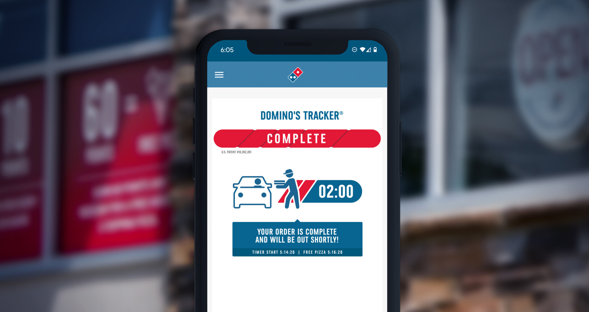 Domino's tracker mobile device view