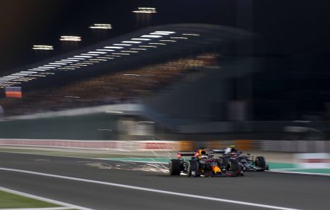 Two cars colliding during a formula one cars race