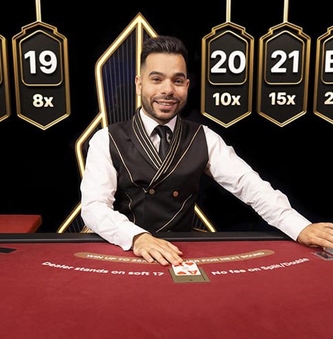 A dealer at a blackjack table