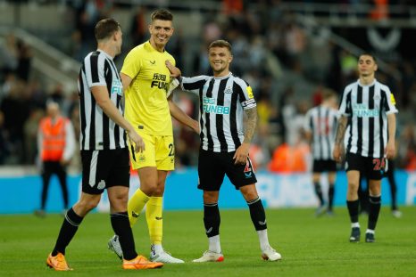 Nick Pope and Kieran Trippier of Newcastle United react during the pre-season friendly match between Newcastle United and Atalanta Bergamasca Calcio on 29th July 2022.
