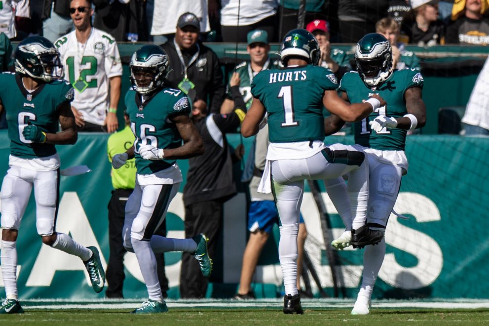 Philadelphia Eagles players during an american football match