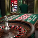 Roulette wheel and bets table