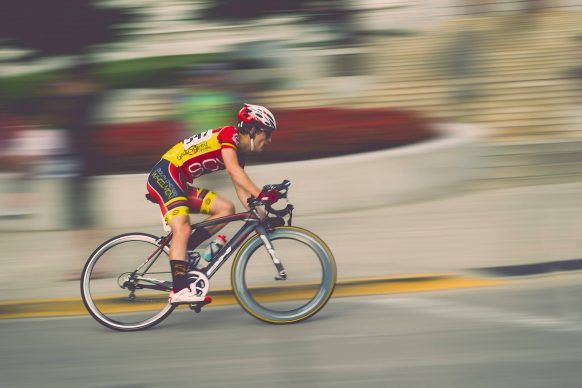 Cyclist riding bicycle