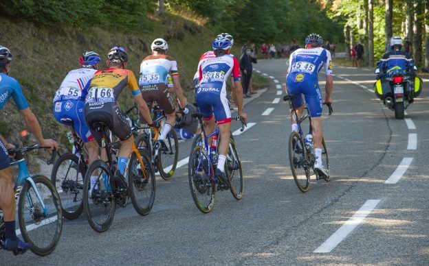 Cyclists riding bicycles on Tour de France